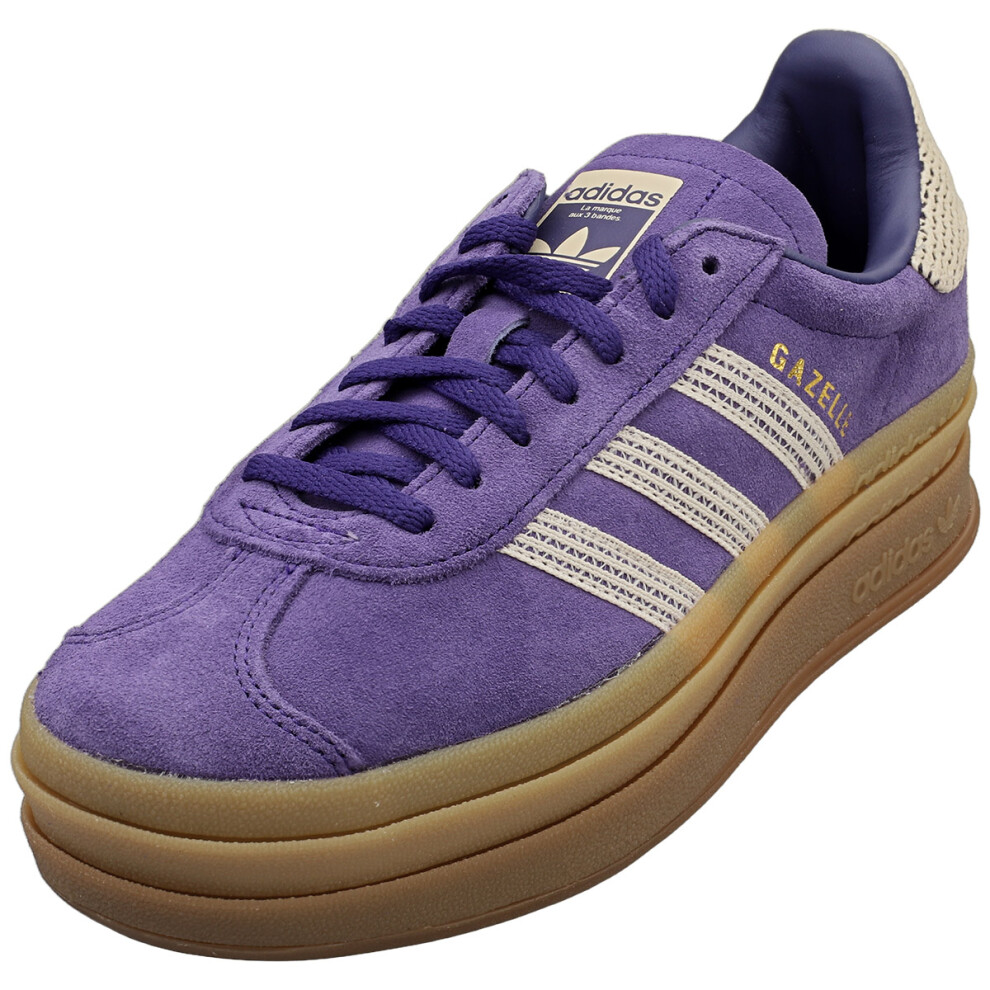 Adidas (5) Gazelle Bold Womens Fashion Trainers In Off White Purple