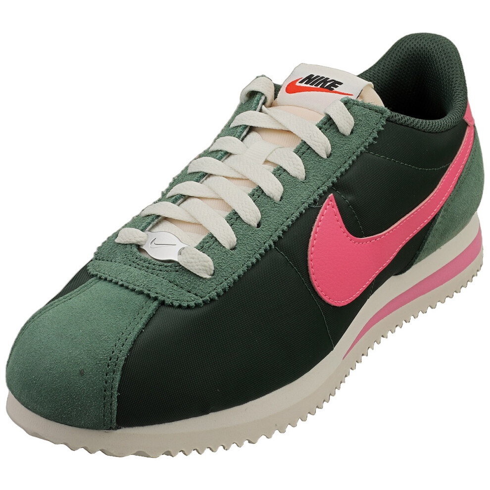 (4) Nike Cortez Womens Fashion Trainers in Green Pink