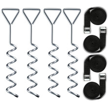 Delex Heavy Duty Galvanized Trampoline Anchor Peg Kit/Tie Down Kit, Fits all Trampolines. Ground Camp Swings, Garden Sheds, Play Sets and much more