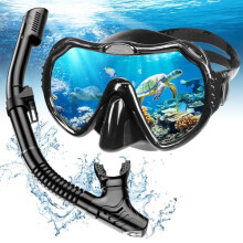 Snorkel Set Adults, Scuba Snorkelling Packages with Anti-Fog Panoramic View Swimming Goggles,Dry Snorkel Set Suitable for Snorkeling Diving Swimming
