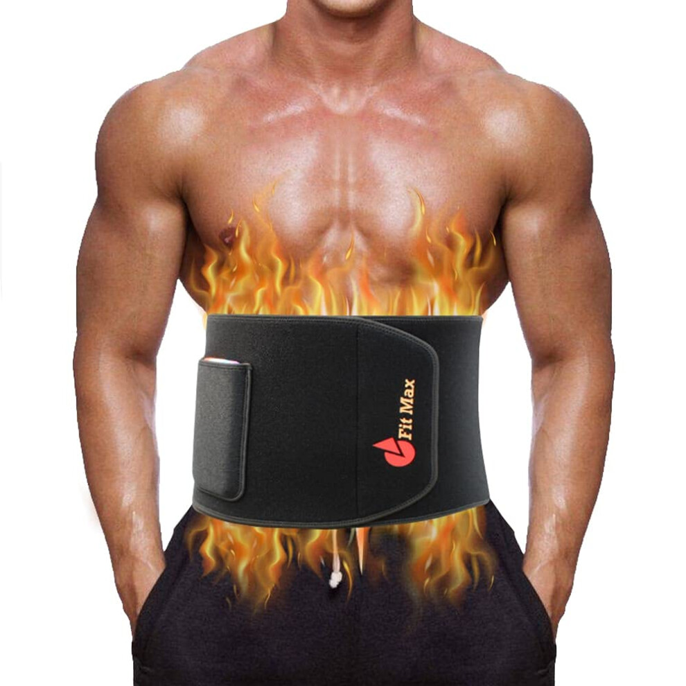 Fit Max Waist Slimming Sweat Belt - Sauna Adjustable Lumbar Back Support, Waist Trainer, Tummy Trimmer, Abs Toner, Belly Band - Black-image-OPC-PHPV56C-NEW