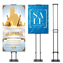 VAIIGO Double-Sided KT Board Sign Stand Adjustable Poster Stand Heavy Duty Floor Advertising Stand Height Up to 75inches for Board & Foam,Black