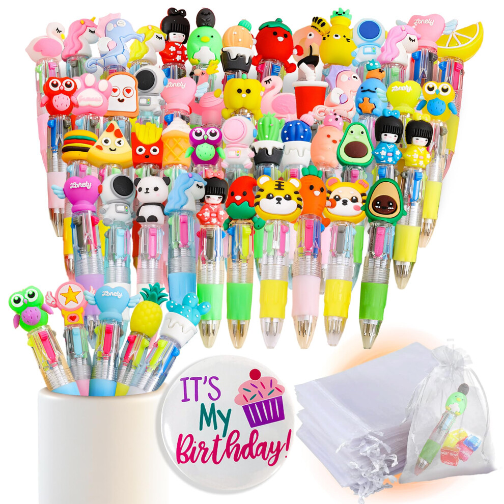 Pack 31 Multicoloured Pens All in One + 31 Organza Gift Bag + 1 Birthday Badge. Party Bag Fillers for Kids, Kids Party Bag Fillers,party bags fillers-image-OPC-PHPV62T-NEW