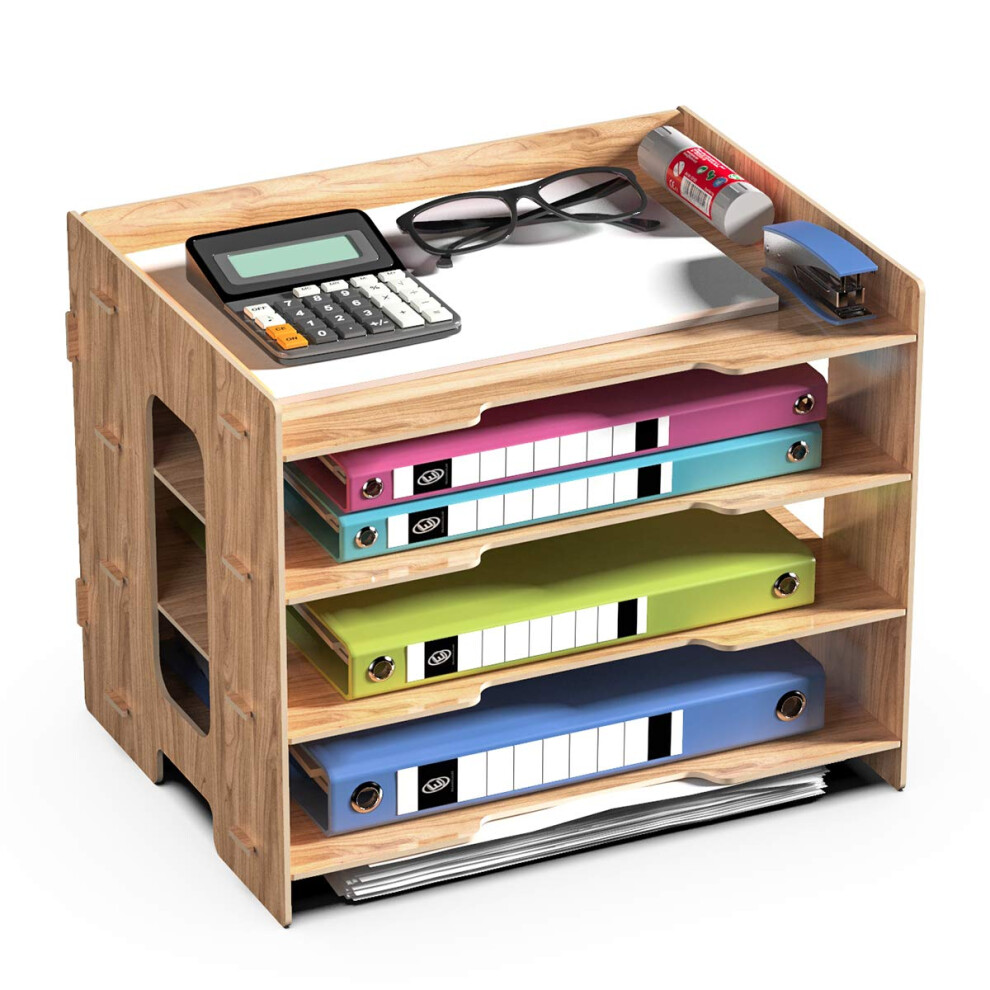 Jopoo Office File Tray, A4 Desk Tidy Organiser, 4 Tier Document/Paper/Letter Tray