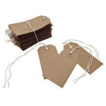 Swift Strung Tags Brown Reinforced Card Clothing Parcel Label String Hanging Gift Swing Tickets Kraft Hang Price Labelling 108mm x 54mm (Pack of 1000)