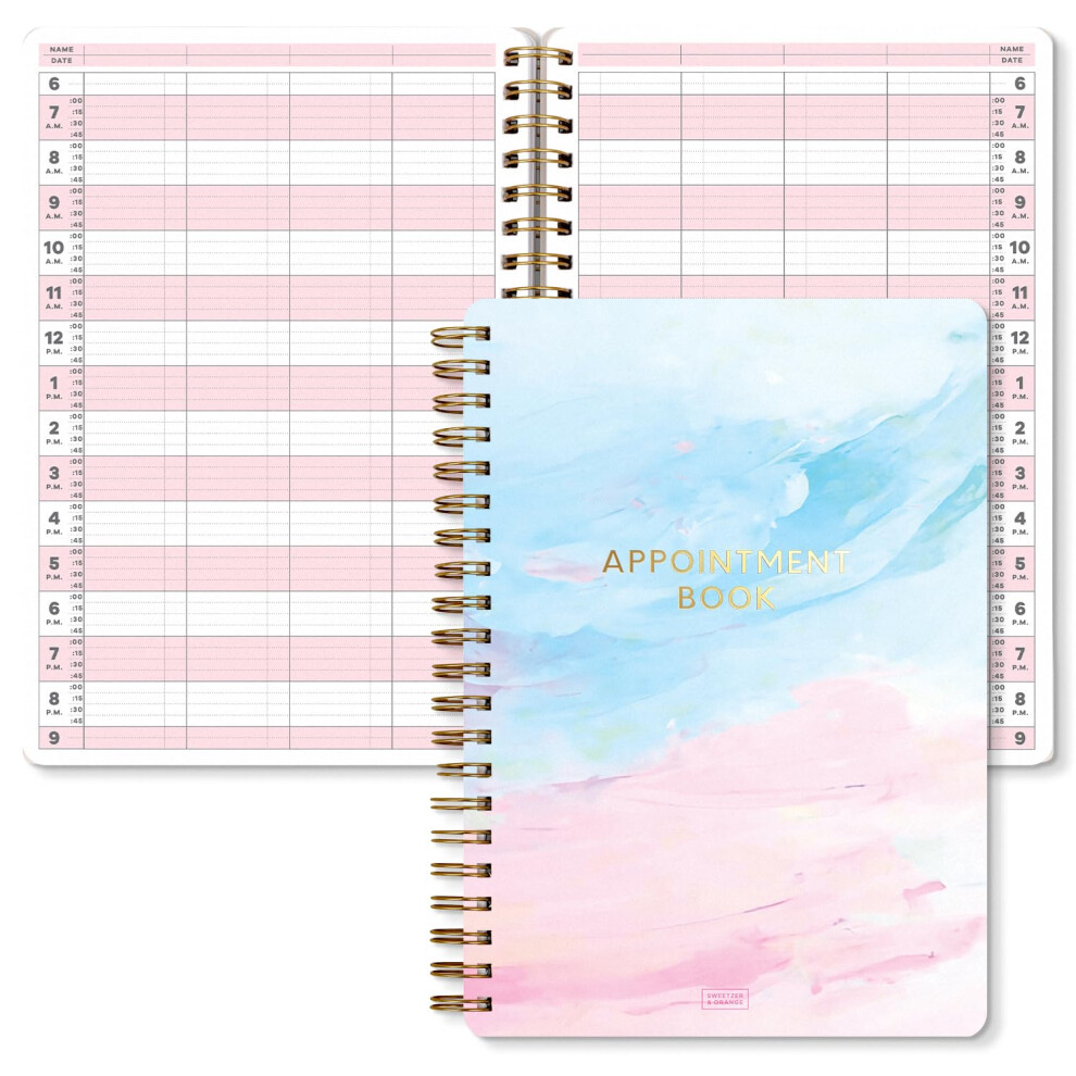 S&O Appointment Book with 15 Minute Slots, Daily Hourly Daybook 6AM to 9PM, Salon Slot journal, meeting Calendar, Everyday Schedule Organizer, Four-image-OPC-PHPV7JR-NEW