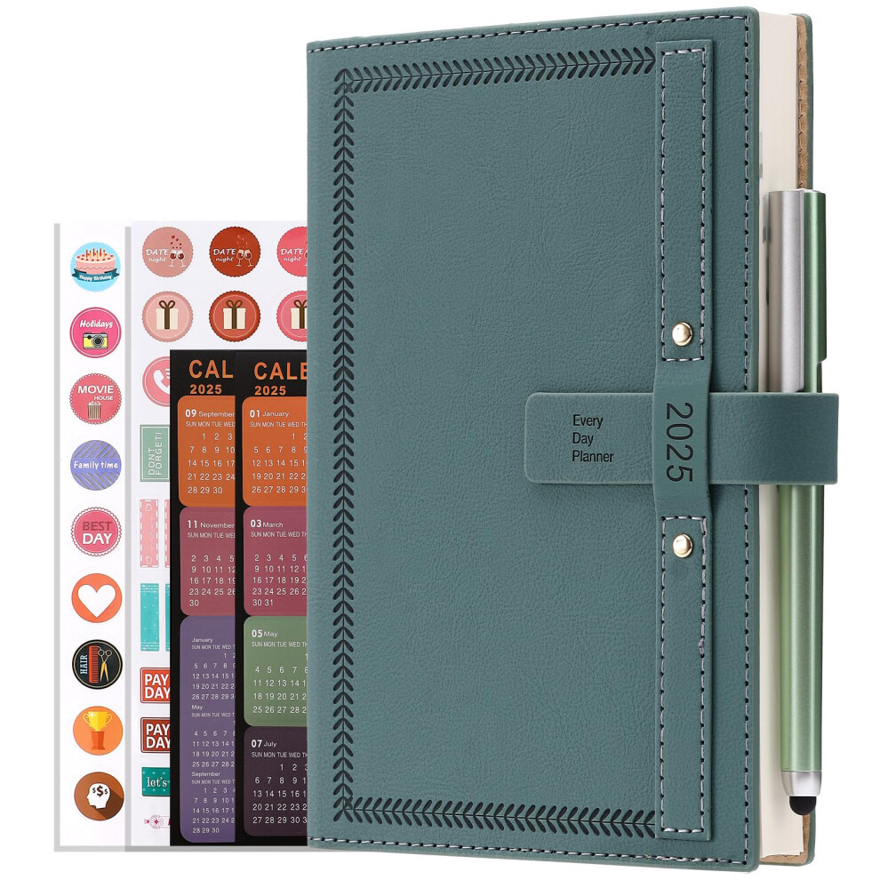 Goldaypln 2025 Diary A5 Page A Day Full Year Planner, Diary 2025 From Jan 2025 To Dec 2025, Daily Monthly Planner With Calendar, Pen, Pen Holder, Month Tabs,
