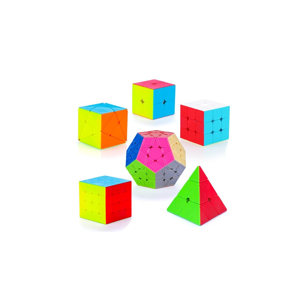 SISYS Speed Cube Set, 6 Pack Magic Cubes 2x2x2 3x3x3 4x4x4 Pyraminx Megaminx Skewb Smoothly Stickerless Magic Cubes Puzzle Cube Toy for Kids & Adults-image-OPC-PHPV8DD-NEW
