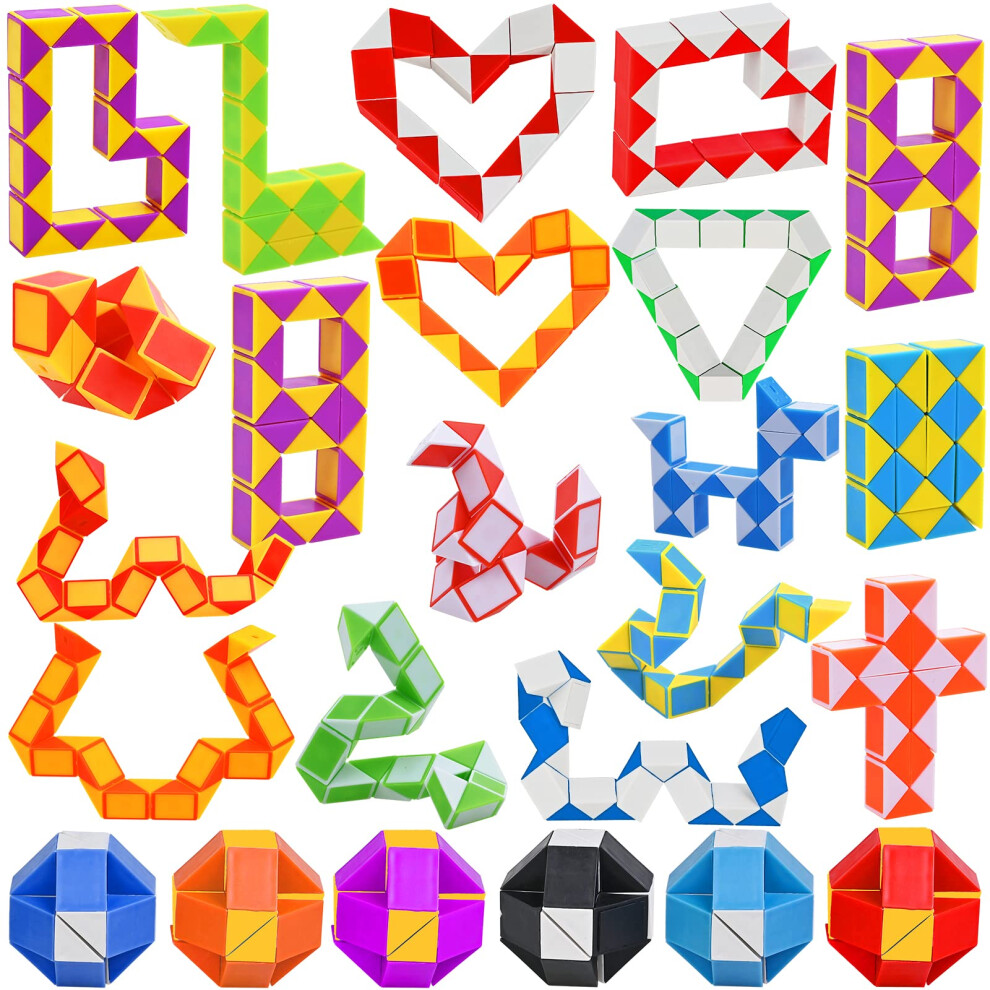 Goldge 24 PCS Magic Snake Cube Fidget Toy for Kids, Party Bag Fillers, Twist Puzzle-image-OPC-PHPV8KS-NEW