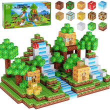 150PCS Magnetic Blocks, 1inch/2.5cm Large Blocks, Magnetic Building Blocks Tiles Cubes for Ages 3 4 5 6 7 8 9 10 Boys&Girls, Forest Construction Toys