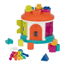 Battat ? Shape Sorter House ? Color and Shape Sorting Toy with 6 Keys and 12 Shapes for Toddlers 2 years + (14-Pcs), Medium, Rainbow