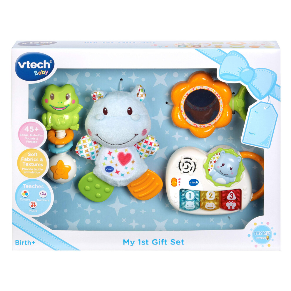 Vtech My First Gift Set New Baby Gifts | Newborn Baby Toys Including Hippo Animal Plush, Baby Teether, Baby Rattle & Baby Musical Toy | Baby Toys 0,