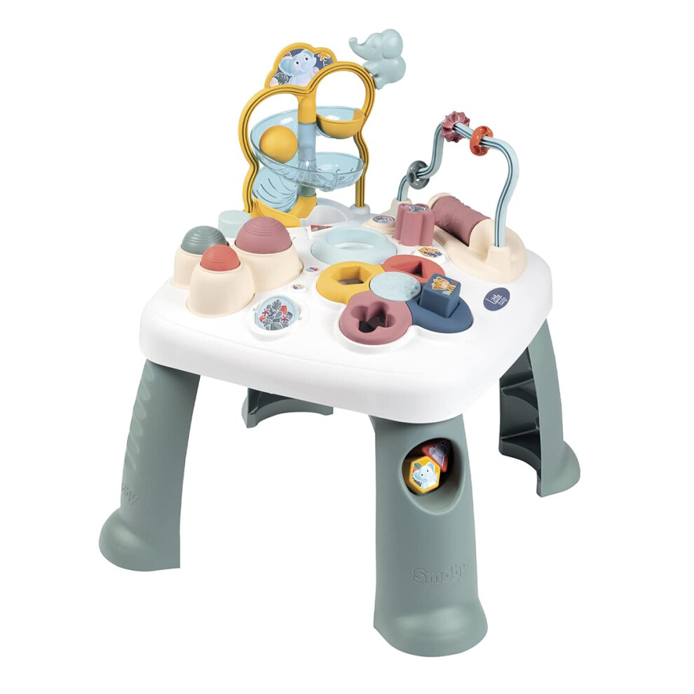 Smoby - Little Activity Table ? Floor Play Tray to Standing Play Table ? This Toy Grows with Your Child; Includes Shape Sorter, Bead Maze, Ball Tunnel
