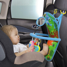 OKOOKO Car Seat Toy, Rear Facing Car Seat Toy, Car Seat Activity Toy, Car Travel Activity Center, Travel Easier Toy, Adjustable with Soft Mirror