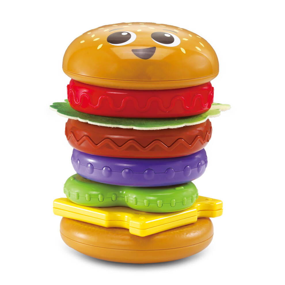 Vtech Baby Build-A-Burger, Stacking And Sorting Toy With 6 Food Pieces, Shape Sorting, Stacking Play, Matching, Spinning And Colours, Gift For Babies