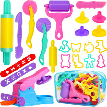 Jiosdo Dough Tools and Cutters, 22 Pcs Dough Tools Sets for Kids Toddlers, Plastic Accessories Clay Extruders Rollers Molds with Storage Bag, Creation