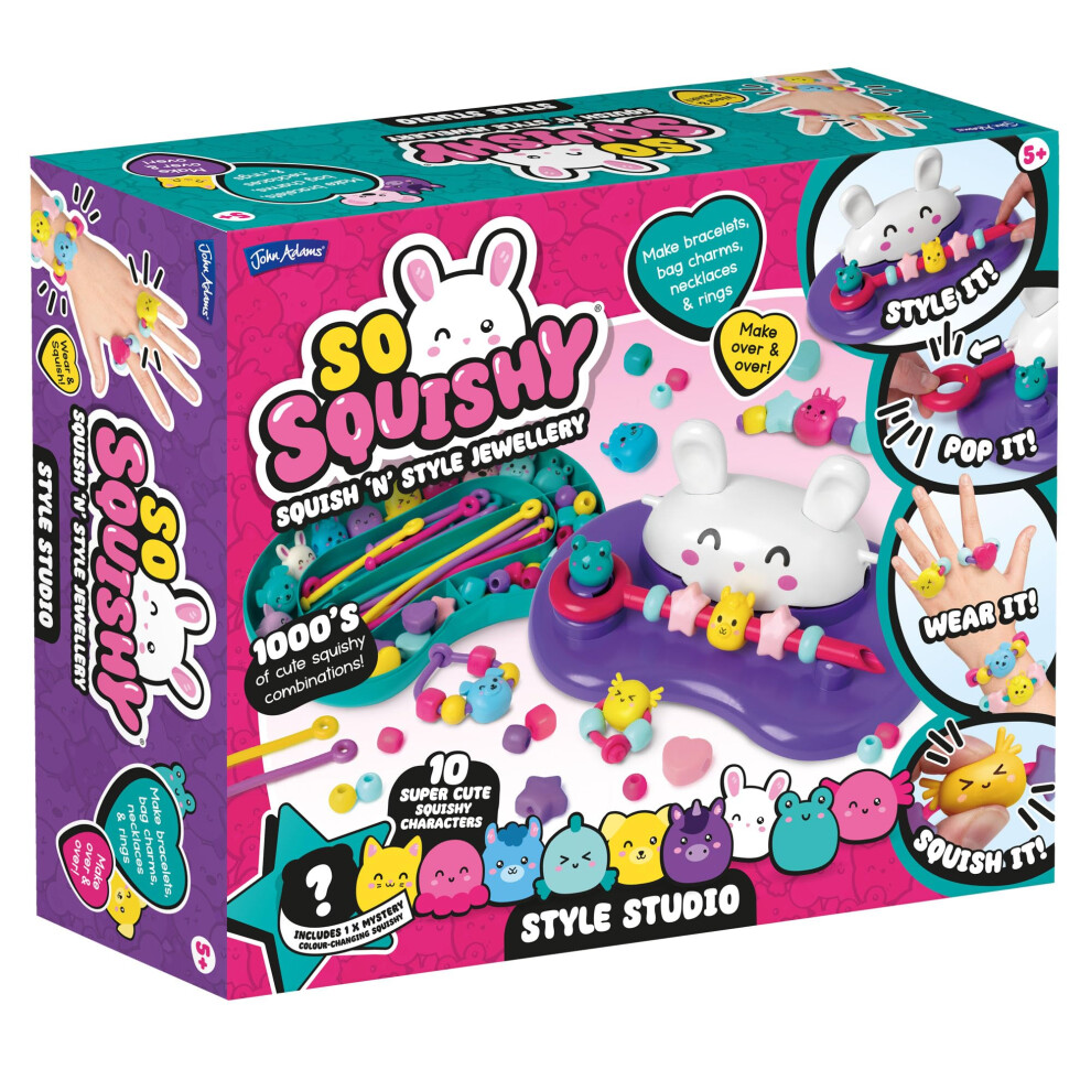 John Adams So Squishy Style Studio: Arts And Craft Squishy Fashion Jewellery Maker, Make Cute Fidget Rings, Bracelets, Necklaces And Bag Charms, For