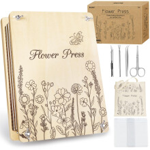 Sanlebi Large Flower Press for Adults Kids - 11.8x8.3 Inches (30x21cm) 10 Layers DIY Wooden Flower Pressing Kit with Storage Bag Arts and Crafts Kits