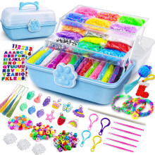 ROSHUKG 50 Colours Loom Bands Making Kit with 3 Layer Container, DIY Rubber Band Refill Kit for Boys Girls Weaving Gift(Blue)