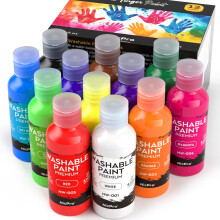 Nicpro 12 Colors Washable Finger Paint Set (2 oz, 60 ml), Non-Toxic & Baby Safe Paint for Hand and Feet, Finger Painting Art Supplies for Kids Age 3+,