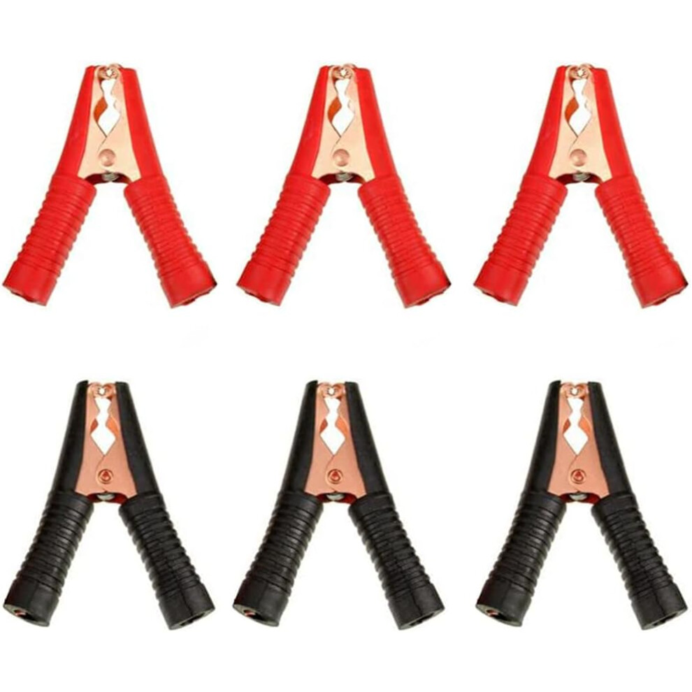 6Pcs 90Mm Long Car Battery Alligator Clips Insulated Battery Terminals 100A Copper Jumper Cable Clamps For Car Truck Vehicle Boat 749764117240