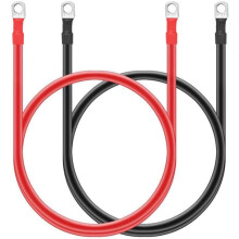 2 stuks 5AWG puur koperen accukabel met 3/8" oogjes voor zonne-energie, camper, auto, boot, 50 cm dikke kabel