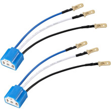 Set van 2 keramische H4-fittingen H4 9003 HB2 kabelboom H4 naar 3-pins adapter koplampstekker voor auto, vrachtwagen, boot, marine koplamp mistla