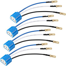 Set van 4 keramische H4-fittingen met kabelboom, 9003 HB2-fitting met kabelboom, H4 naar 3-pins adapter koplampstekker