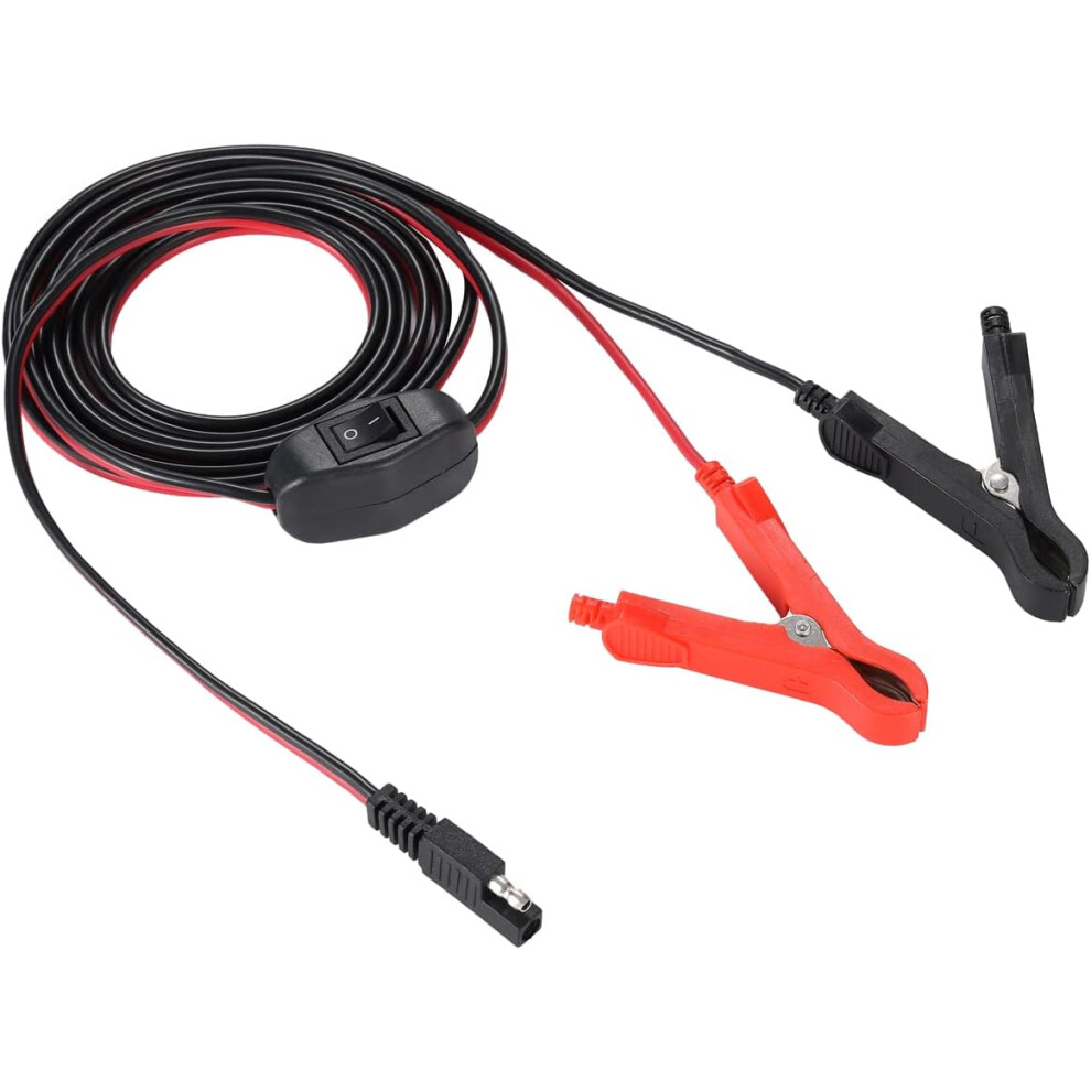 2.4M Sae Extension Cable, 16Awg Sae Wiring Harness For Battery Crocodile Clip 12V Dc Extension Cable With Quick Release/Disconnect Switch 749764117332