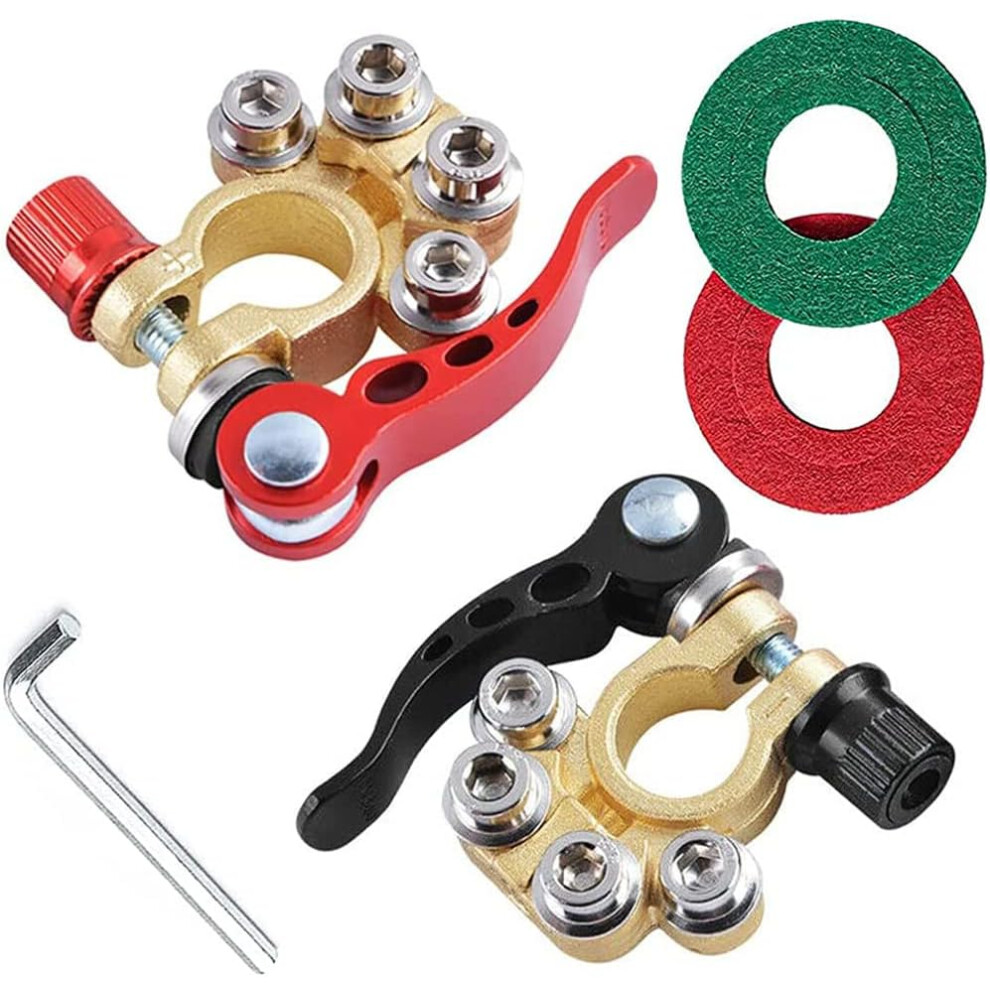 Pack Of 2 Battery Terminal Connectors, 4 Way Positive Negative Car Battery Terminal Connectors, Quick Disconnect Coupling For Sae/Jis Type A Posts 749764117264
