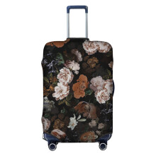 (Antique Botanical Night Flower Garden_3771) Travel Luggage Cover for Suitcases Bag Protector Washable Baggage Case- Fits 18-32 Inch