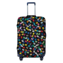 (Autism Awareness Puzzle Pattern_3880) Travel Luggage Cover for Suitcases Bag Protector Washable Baggage Case- Fits 18-32 Inch