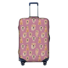 (Golden Retrievers On Pink_5221) Travel Luggage Cover for Suitcases Bag Protector Washable Baggage Case- Fits 18-32 Inch