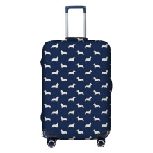 (Pembroke Welsh Corgi Silhouette (White)_4094) Travel Luggage Cover for Suitcases Bag Protector Washable Baggage Case- Fits 18-32 Inch