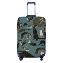 (Sea Otters_11324) Travel Luggage Cover for Suitcases Bag Protector Washable Baggage Case- Fits 18-32 Inch