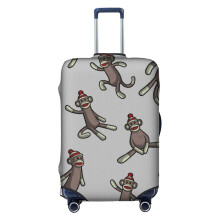 (Sock Monkey Action_4536) Travel Luggage Cover for Suitcases Bag Protector Washable Baggage Case- Fits 18-32 Inch