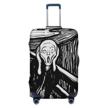 (The Scream Edvard Munch 1893 Original Lithography Black And White Engraving HD HIGH QUALITY ONLINE S) Travel Luggage Cover for Suitcases Bag Protector Washable Baggage Case- Fits 18-32 Inch