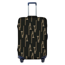 (Trombone On Black Upright_8240) Travel Luggage Cover for Suitcases Bag Protector Washable Baggage Case- Fits 18-32 Inch