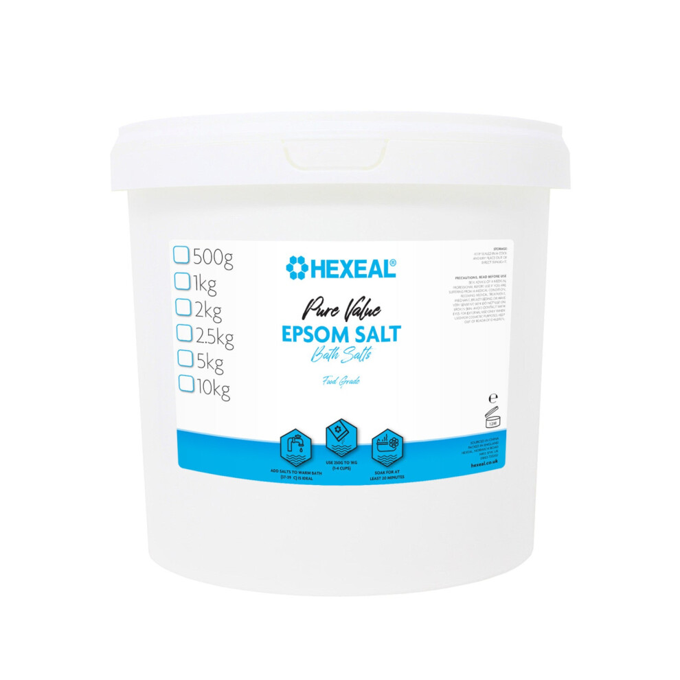 Hexeal Pure Value Epsom Salt 2.5Kg – 2.5Kg Bucket Of Food Grade Magnesium Sulphate