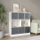 URBN Living (White Bookcase, Light Grey Drawer) Asymmetrical 8 Cube Bookcase Shelf Storage Unit with 6 Fabric Drawer Inserts 4