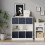 URBN Living (White Bookcase, Navy Blue Drawer) Asymmetrical 8 Cube Bookcase Shelf Storage Unit with 6 Fabric Drawer Inserts 5