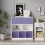 URBN Living (White Bookcase, Lilac Drawer) Asymmetrical 8 Cube Bookcase Shelf Storage Unit with 6 Fabric Drawer Inserts 5