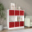 URBN Living (White Bookcase, Red Drawer) Asymmetrical 8 Cube Bookcase Shelf Storage Unit with 6 Fabric Drawer Inserts 4