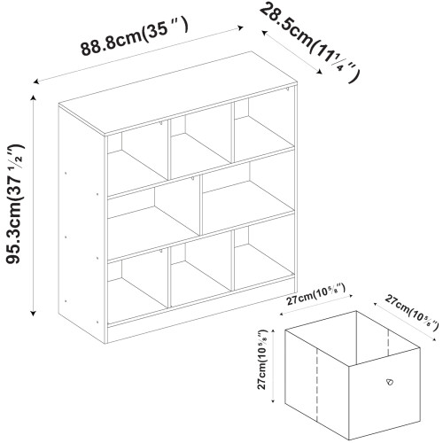URBN Living (White Bookcase, Black Drawer) Asymmetrical 8 Cube Bookcase Shelf Storage Unit with 6 Fabric Drawer Inserts 2