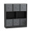 URBN Living (Black Bookcase, Light Grey Drawer) Asymmetrical 8 Cube Bookcase Shelf Storage Unit with 6 Fabric Drawer Inserts 2