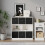 URBN Living (White Bookcase, Black Drawer) Asymmetrical 8 Cube Bookcase Shelf Storage Unit with 6 Fabric Drawer Inserts 5