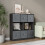 URBN Living (Black Bookcase, Light Grey Drawer) Asymmetrical 8 Cube Bookcase Shelf Storage Unit with 6 Fabric Drawer Inserts 4