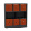 URBN Living (Black Bookcase, Orange Drawer) Asymmetrical 8 Cube Bookcase Shelf Storage Unit with 6 Fabric Drawer Inserts 2