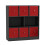 URBN Living (Black Bookcase, Red Drawer) Asymmetrical 8 Cube Bookcase Shelf Storage Unit with 6 Fabric Drawer Inserts 2