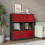 URBN Living (Black Bookcase, Red Drawer) Asymmetrical 8 Cube Bookcase Shelf Storage Unit with 6 Fabric Drawer Inserts 4